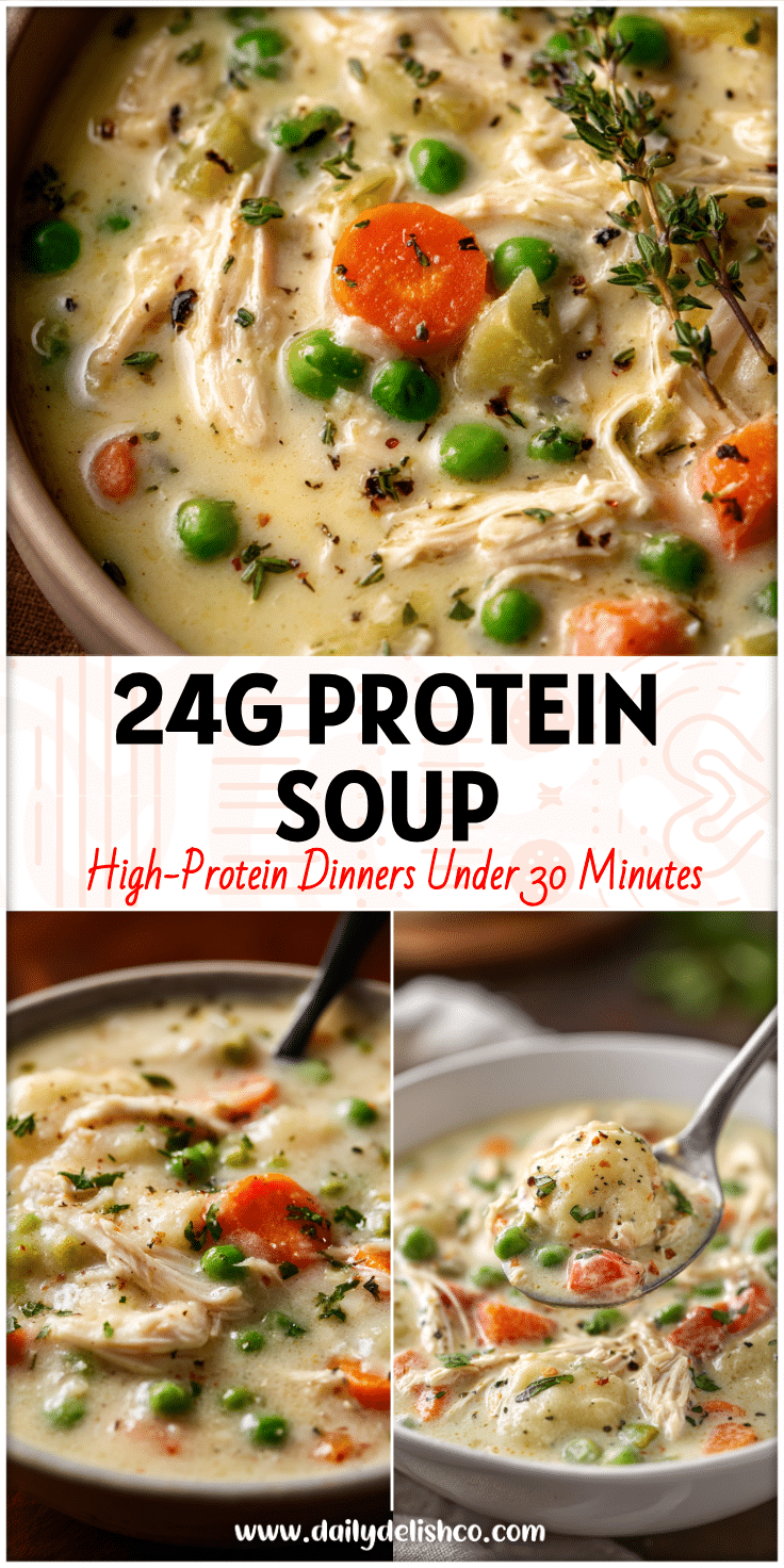 A bowl of creamy Chicken Pot Pie Soup with vegetables and shredded chicken, showcasing the Best Instapot Soup Recipes and Soup Instant Pot Healthy ideas.